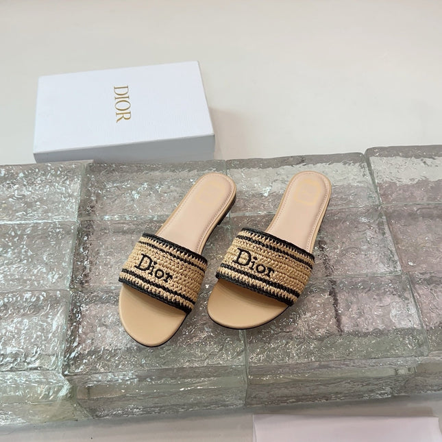 DIOR 26S WOVEN-STRAP SANDALS IN BEIGE CALFSKIN
