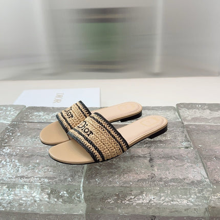 DIOR 26S WOVEN-STRAP SANDALS IN BEIGE CALFSKIN