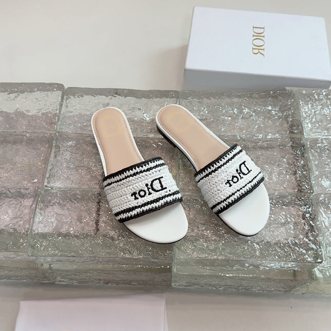 DIOR 26S WOVEN-STRAP SANDALS IN WHITE CALFSKIN