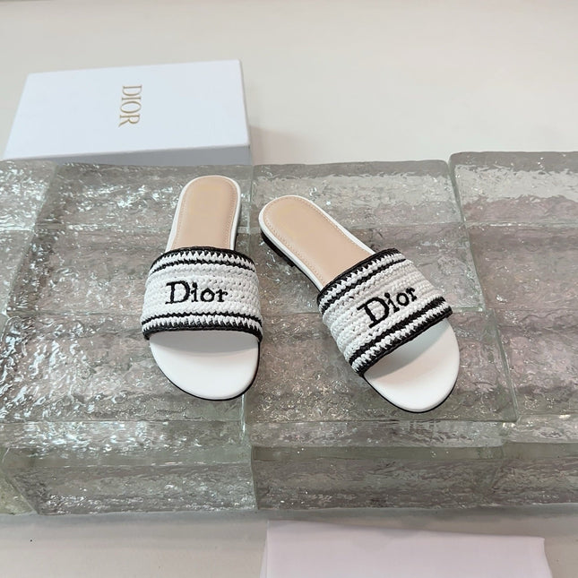 DIOR 26S WOVEN-STRAP SANDALS IN WHITE CALFSKIN