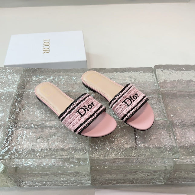 DIOR 26S WOVEN-STRAP SANDALS IN LIGHT PINK CALFSKIN