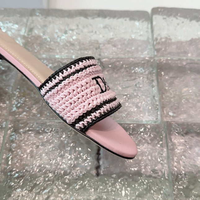 DIOR 26S WOVEN-STRAP SANDALS IN LIGHT PINK CALFSKIN
