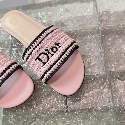 DIOR 26S WOVEN-STRAP SANDALS IN LIGHT PINK CALFSKIN