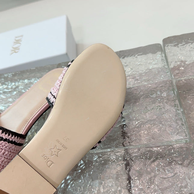 DIOR 26S WOVEN-STRAP SANDALS IN LIGHT PINK CALFSKIN
