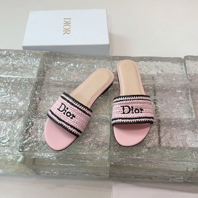 DIOR 26S WOVEN-STRAP SANDALS IN LIGHT PINK CALFSKIN