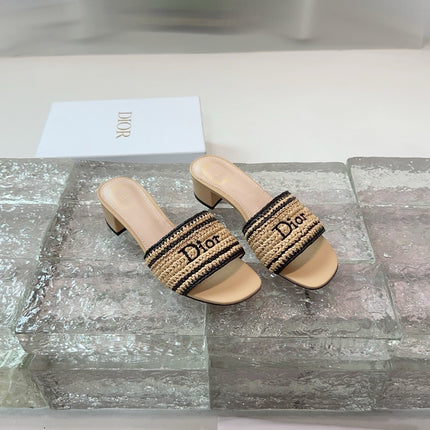 DIOR 26S WOVEN-STRAP HIGH-HEEL SANDALS IN BEIGE CALFSKIN