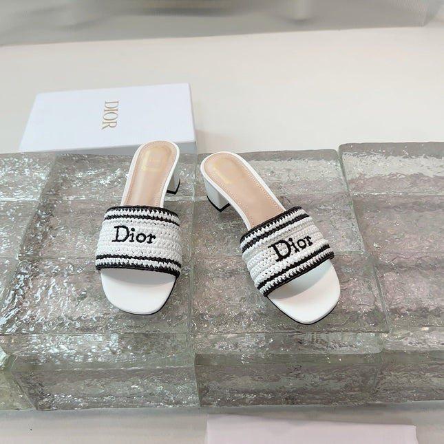 DIOR 26S WOVEN-STRAP HIGH-HEEL SANDALS IN WHITE CALFSKIN