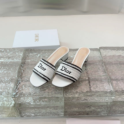 DIOR 26S WOVEN-STRAP HIGH-HEEL SANDALS IN WHITE CALFSKIN