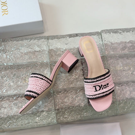 DIOR 26S WOVEN-STRAP HIGH-HEEL SANDALS IN LIGHT PINK CALFSKIN
