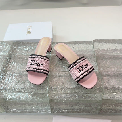 DIOR 26S WOVEN-STRAP HIGH-HEEL SANDALS IN LIGHT PINK CALFSKIN