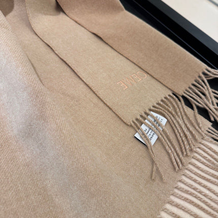 ANAGRAM DOUBLE-SIDED SCARF 182 CM IN CAMEL BEIGE WOOL AND CASHMERE 357779