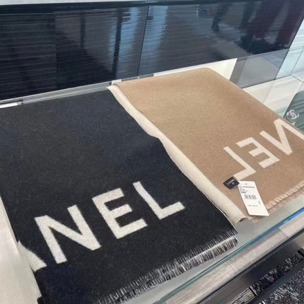 SCARF 200 CM IN BLACK MIX WHITE CASHMERE AND WOOL 401299