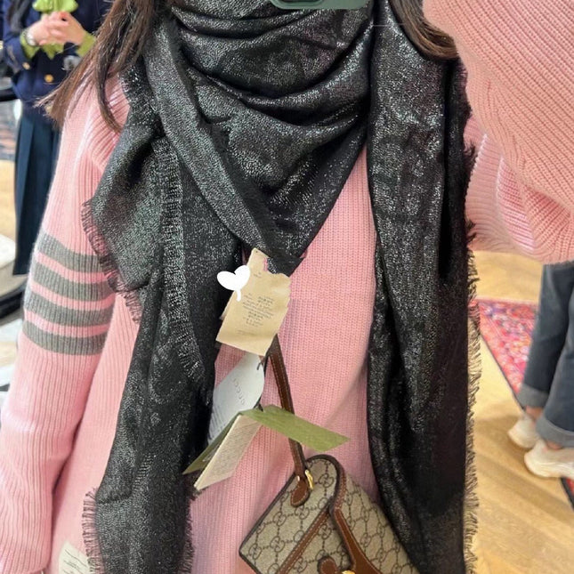 GUCCI 26S SCARF 140 IN CASHMERE AND SILK 309396