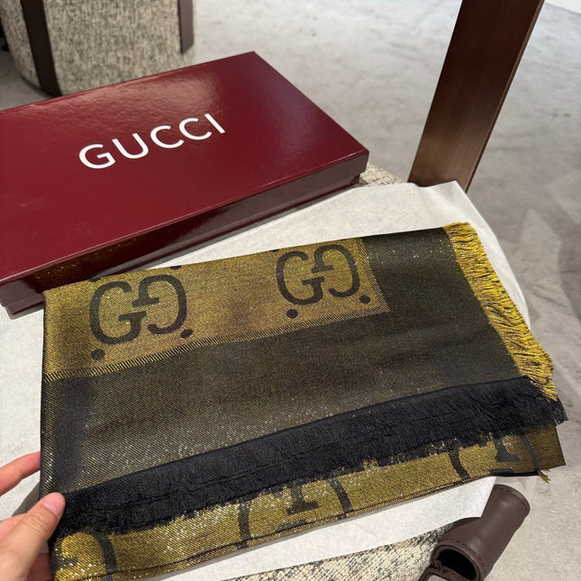 GUCCI 26S SCARF 140 IN CASHMERE AND SILK 309394