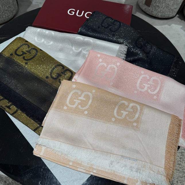 GUCCI 26S SCARF 140 IN CASHMERE AND SILK 309395