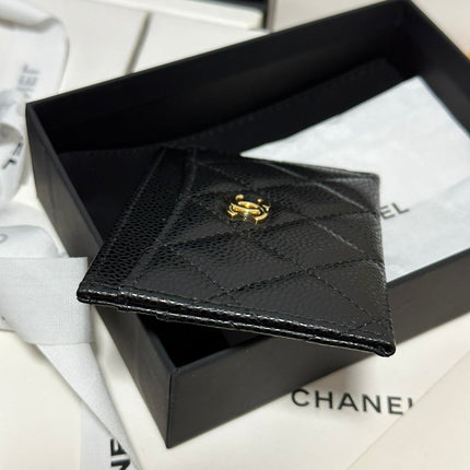 QUILTED CLASSIC CARD HOLDER 11 IN BLACK CAVIAR SKIN
