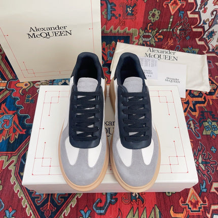 OVERSIZED RETRO SNEAKER IN WHITE BLACK GREY CALFSKIN