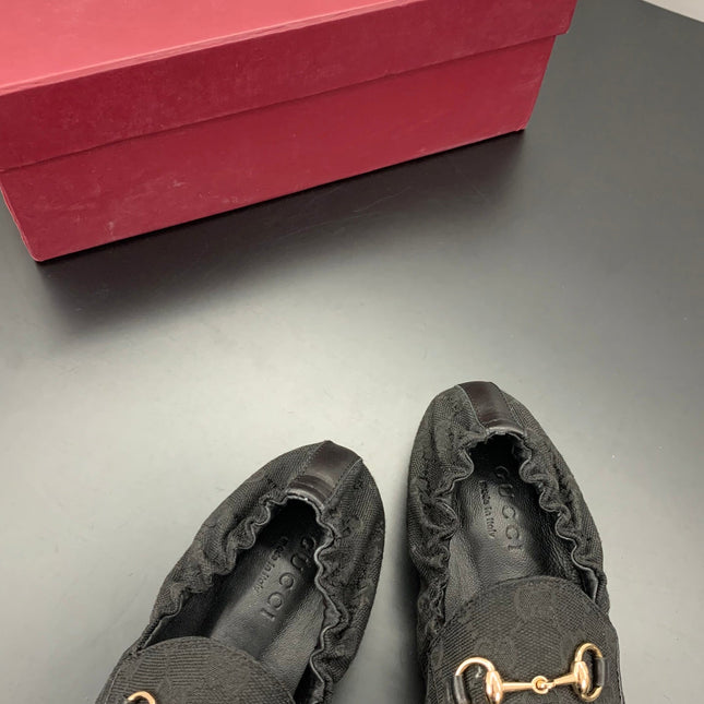 GUCCI 26S LOAFERS IN BLACK CANVAS