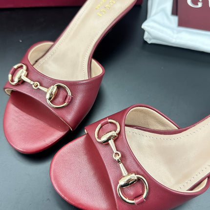 GUCCI 26S HIGH-HEELED SANDALS 50 MM IN RED CALFSKIN