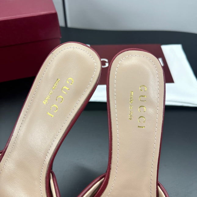GUCCI 26S HIGH-HEELED SANDALS 50 MM IN RED CALFSKIN