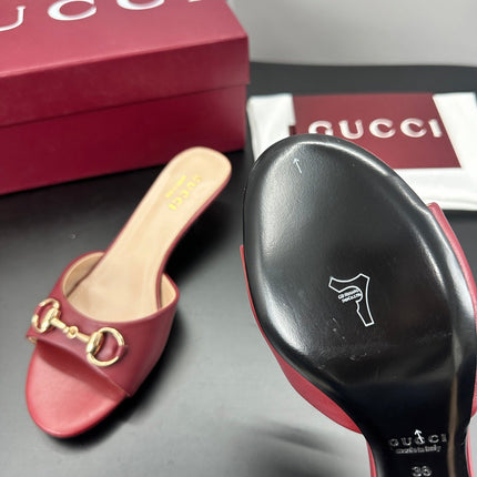 GUCCI 26S HIGH-HEELED SANDALS 50 MM IN RED CALFSKIN