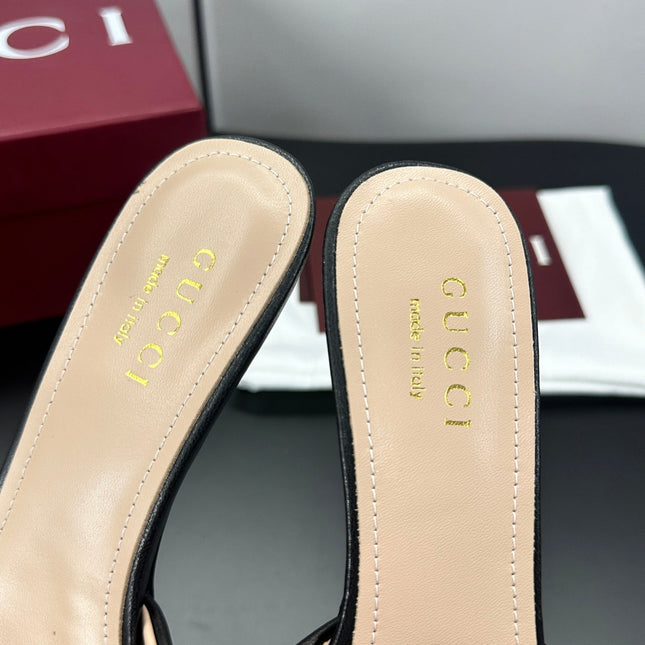 GUCCI 26S HIGH-HEELED SANDALS 50 MM IN BLACK CALFSKIN
