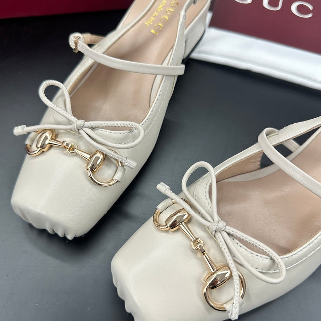 GUCCI 26S SLINGBACK 25 MM IN CREAM WHITE CALFSKIN
