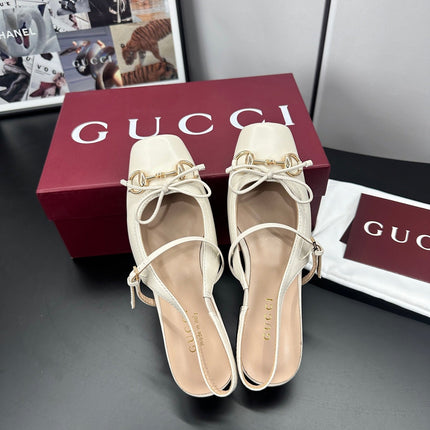GUCCI 26S SLINGBACK 25 MM IN CREAM WHITE CALFSKIN