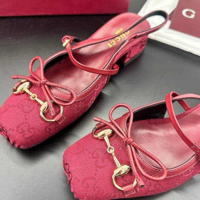 GUCCI 26S SLINGBACK 25 MM IN RED CANVAS