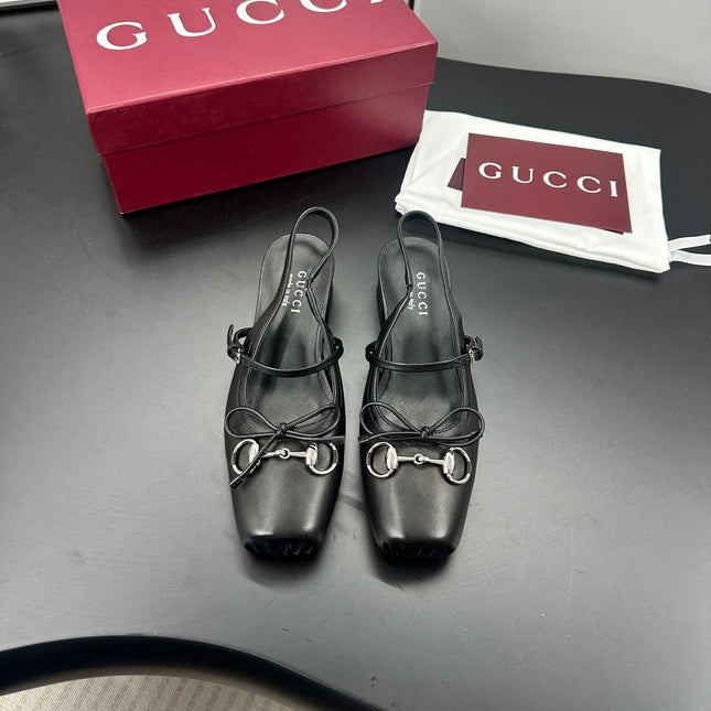 GUCCI 26S SLINGBACK 25 MM IN BLACK CALFSKIN