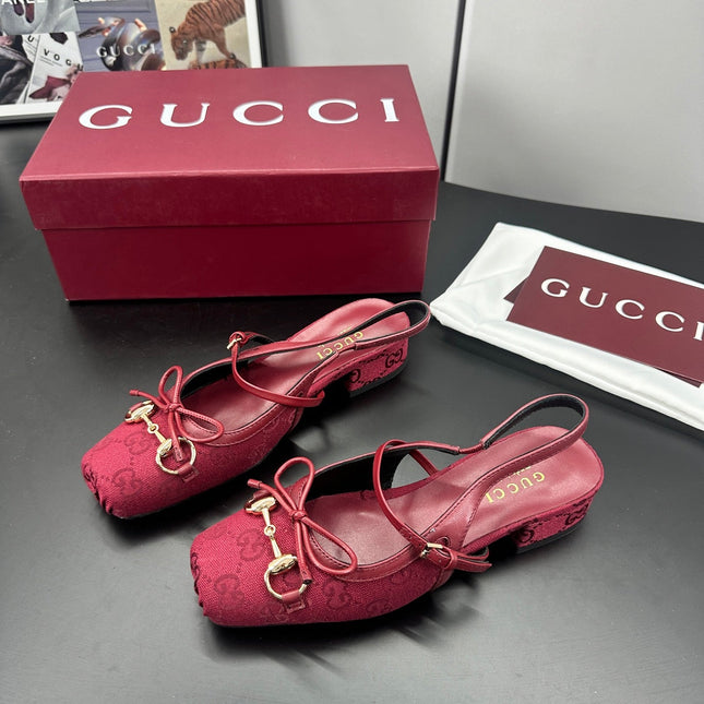 GUCCI 26S SLINGBACK 25 MM IN RED CANVAS