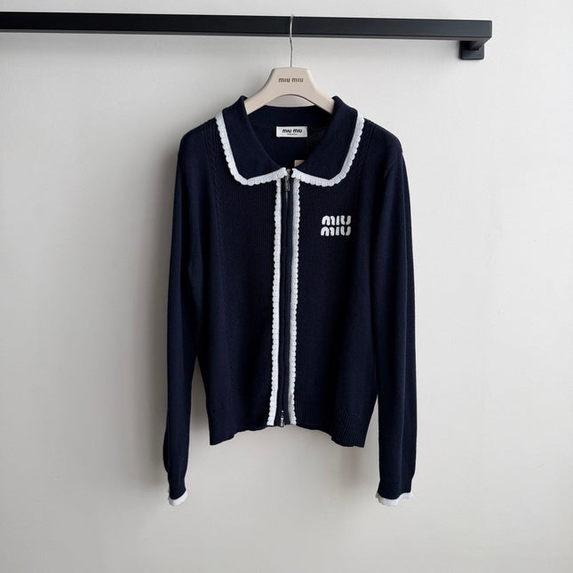 MIUMIU 26S ZIP-UP KNIT CARDIGAN 1593