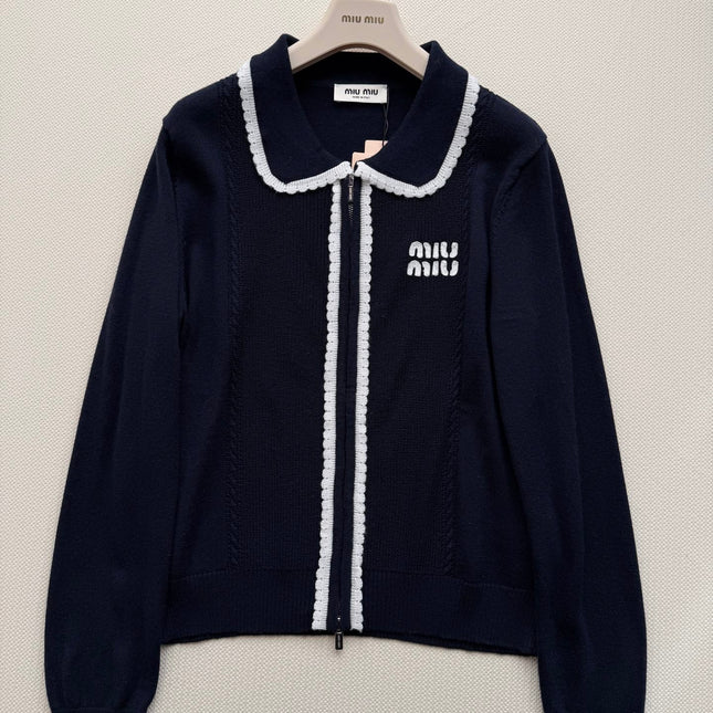 MIUMIU 26S ZIP-UP KNIT CARDIGAN 1593