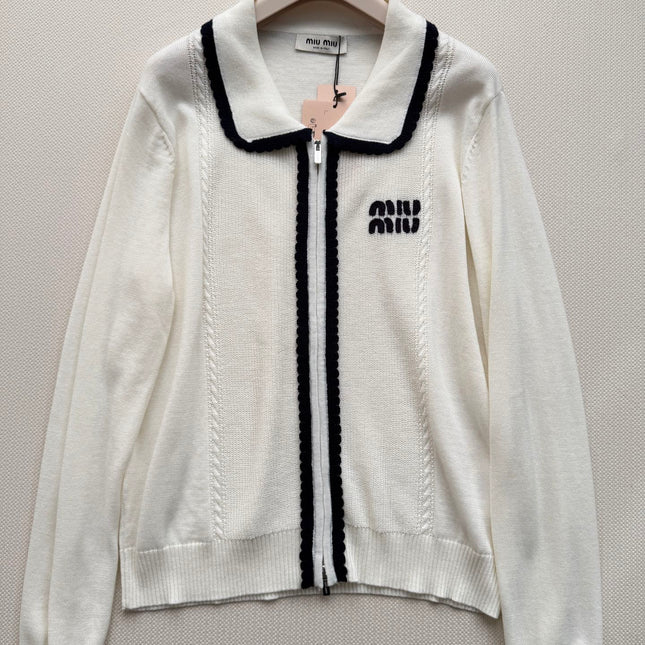 MIUMIU 26S ZIP-UP KNIT CARDIGAN 1592