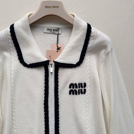 MIUMIU 26S ZIP-UP KNIT CARDIGAN 1592