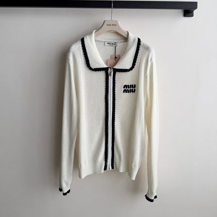 MIUMIU 26S ZIP-UP KNIT CARDIGAN 1592