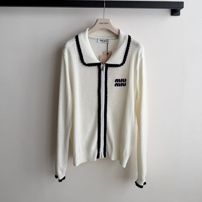 MIUMIU 26S ZIP-UP KNIT CARDIGAN 1592