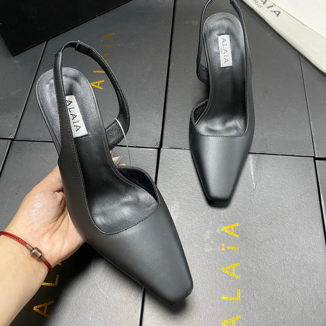 ALAIA 26S WEDGE SLINGBACKS 95 MM IN BLACK CALFSKIN
