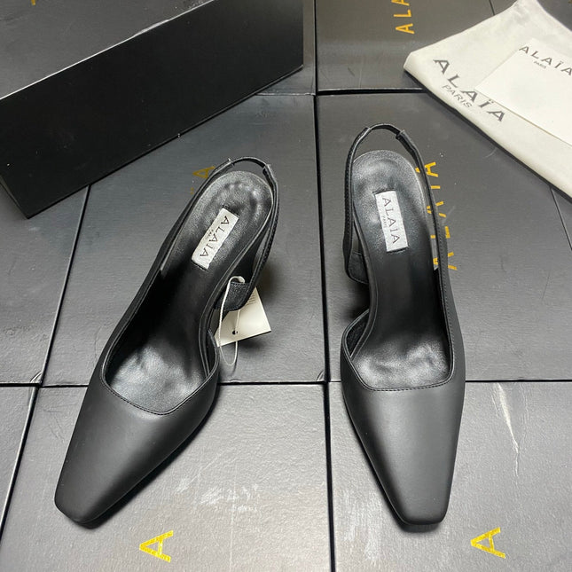 ALAIA 26S WEDGE SLINGBACKS 95 MM IN BLACK CALFSKIN