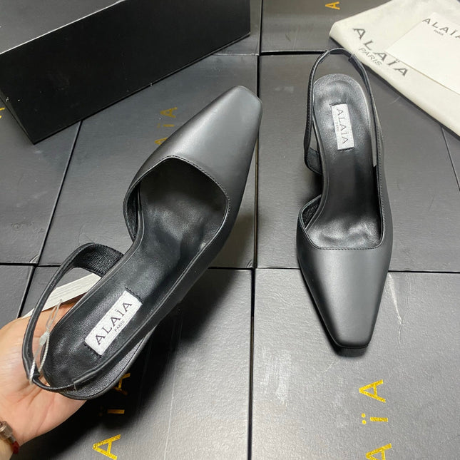 ALAIA 26S WEDGE SLINGBACKS 95 MM IN BLACK CALFSKIN