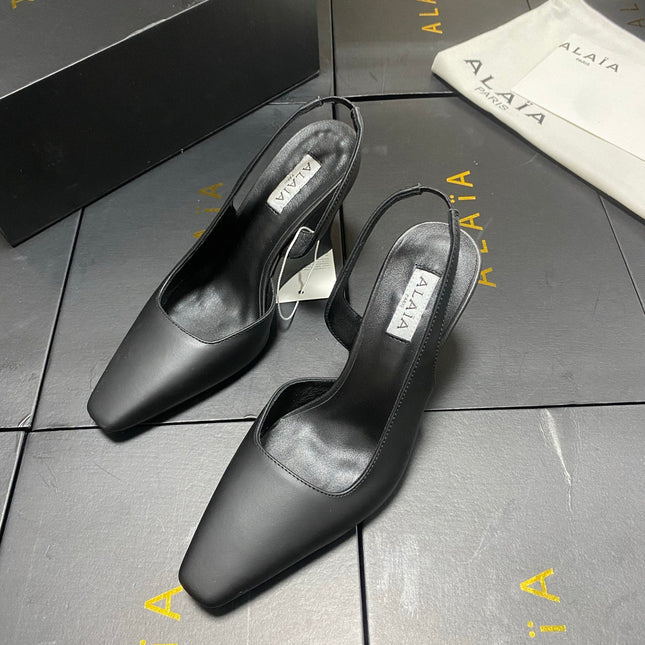 ALAIA 26S WEDGE SLINGBACKS 95 MM IN BLACK CALFSKIN