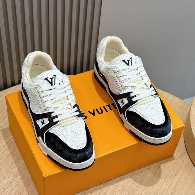 LV TRAINER BLACK DAMIER MIX WHITE GRAINED CALFSKIN