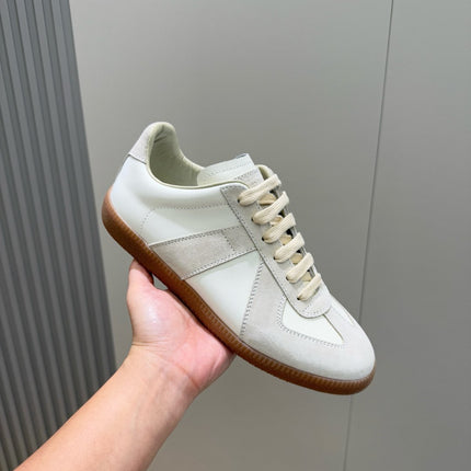 MM SNEAKER IN WHITE SUEDE GREY PATCHWORK CALFSKIN