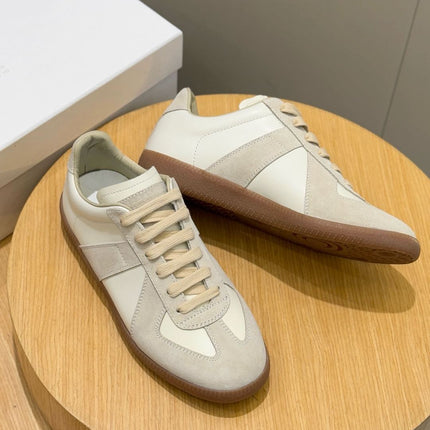 MM SNEAKER IN WHITE SUEDE GREY PATCHWORK CALFSKIN