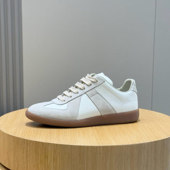 MM SNEAKER IN WHITE SUEDE GREY PATCHWORK CALFSKIN