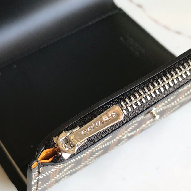 SAINT-GABRIEL WALLET 12 IN BLACK CALFSKIN AND GOYARDINE CANVAS