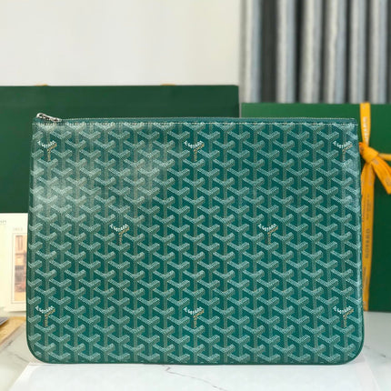 SÉNAT MGM POUCH 40 IN GREEN GOYARDINE CANVAS