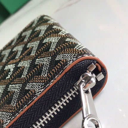 MATIGNON MINI WALLET 11 IN BLACK GOYARDINE CANVAS AND TAN CALFSKIN