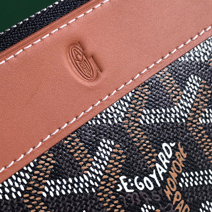 MATIGNON MINI WALLET 11 IN BLACK GOYARDINE CANVAS AND TAN CALFSKIN