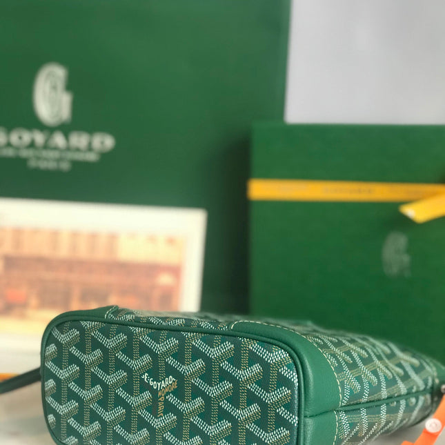 GOYA 26S BELUGA MINI BAG 23MM IN DEEP TEAL GREEN GOYARDINE CANVAS AND CALFSKIN